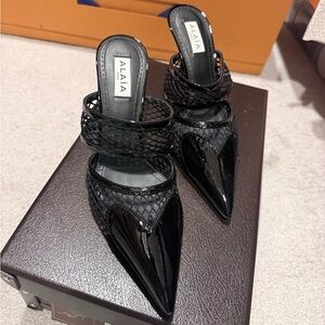 Alaia Black Patent Leather Mules